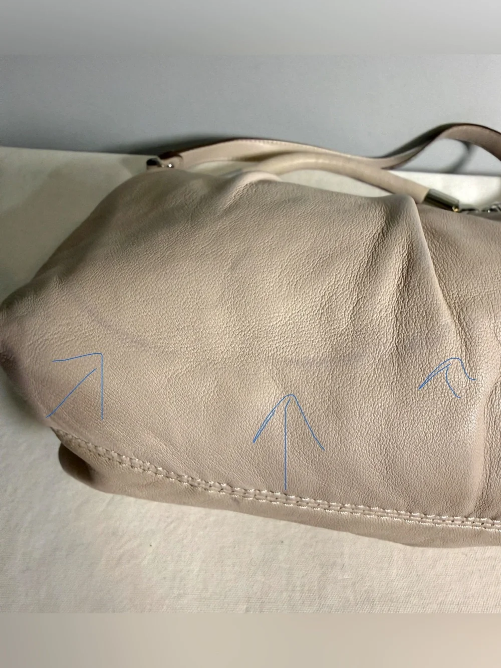 MICHAEL Michael Kors Cream Leather Hobo Crossbody Bag Pleated Convertible